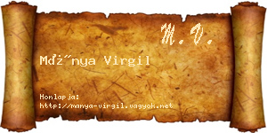 Mánya Virgil névjegykártya